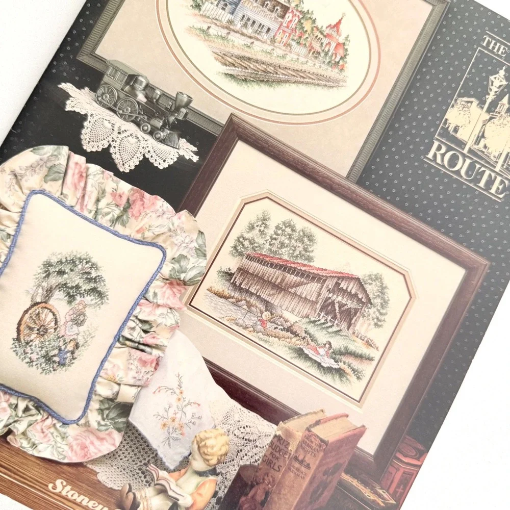 Lot of 3 Vintage Cross Stitch Pattern‎ Books Village Sampler Country Folk Art